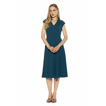 Women's ALEXIA ADMOR Yara U Neck Fit & Flare Midi Dress