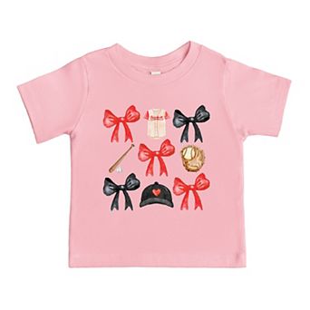 Coquette Baseball Red Chart - Toddler Short Sleeve Graphic T-Shirt