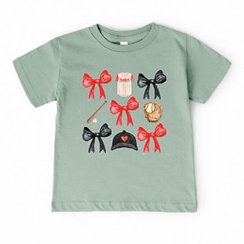 Coquette Baseball Red Chart - Toddler Short Sleeve Graphic T-Shirt