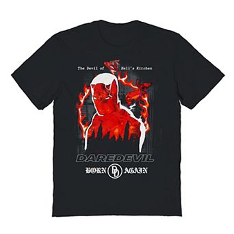 Men's Marvel Daredevil Born Again Silhouette Of Flames Graphic Tee