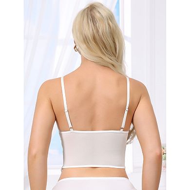 3 Packs Women's Lace Camisole Plunge Sheer Sleeveless Strap Tank See Through Mesh Back with Thin Cup