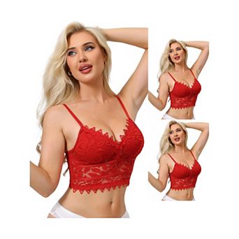 3 Packs Women's Lace Camisole Plunge Sheer Sleeveless Strap Tank See Through Mesh Back with Thin Cup