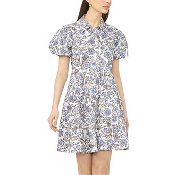 Women's MSK Collared Button Down Tiered Dress