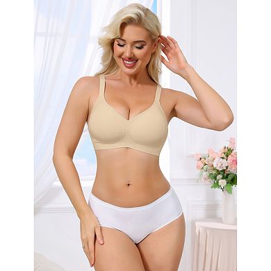 5 Packs Women's Push Up Wirefree Seamless Adjustable Straps Bras Light and Breathable Minimizers