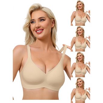 5 Packs Women's Push Up Wirefree Seamless Adjustable Straps Bras Light and Breathable Minimizers