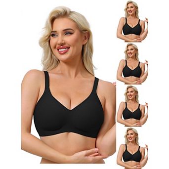 5 Packs Women's Push Up Wirefree Seamless Adjustable Straps Bras Light and Breathable Minimizers
