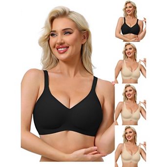 5 Packs Women's Push Up Wirefree Seamless Adjustable Straps Bras Light and Breathable Minimizers
