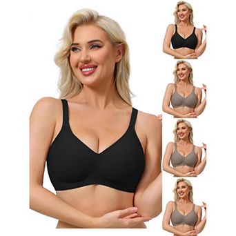 5 Packs Women's Push Up Wirefree Seamless Adjustable Straps Bras Light and Breathable Minimizers