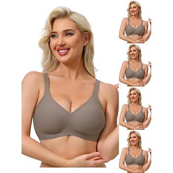5 Packs Women's Push Up Wirefree Seamless Adjustable Straps Bras Light and Breathable Minimizers