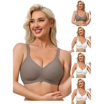 5 Packs Women's Push Up Wirefree Seamless Adjustable Straps Bras Light and Breathable Minimizers