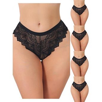 5 Packs Women's Lace Thong Bow Low Rise Cute Soft Bikini Underwear