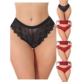 5 Packs Women's Lace Thong Bow Low Rise Cute Soft Bikini Underwear