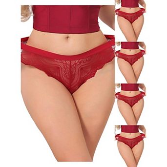 5 Packs Women's Lace Thong Bow Low Rise Cute Soft Bikini Underwear
