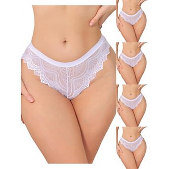 5 Packs Women's Lace Thong Bow Low Rise Cute Soft Bikini Underwear