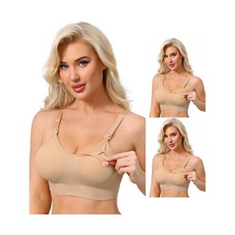 3 Packs Women's Full Coverage Adjustable Buckled Straps Nursing Bra V-Neck Wireless Bralettes