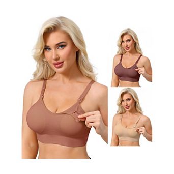 3 Packs Women's Full Coverage Adjustable Buckled Straps Nursing Bra V-Neck Wireless Bralettes