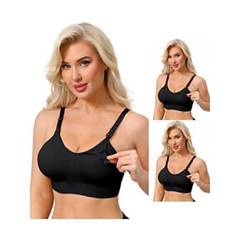 3 Packs Women's Full Coverage Adjustable Buckled Straps Nursing Bra V-Neck Wireless Bralettes