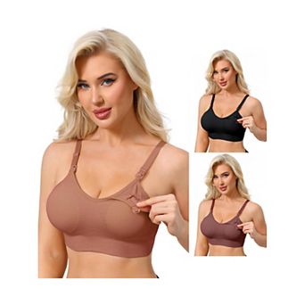 3 Packs Women's Full Coverage Adjustable Buckled Straps Nursing Bra V-Neck Wireless Bralettes