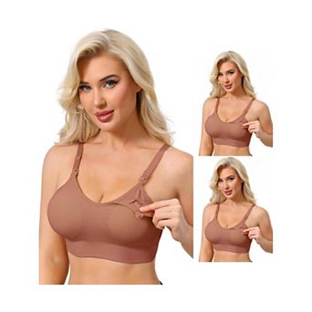 3 Packs Women's Full Coverage Adjustable Buckled Straps Nursing Bra V-Neck Wireless Bralettes