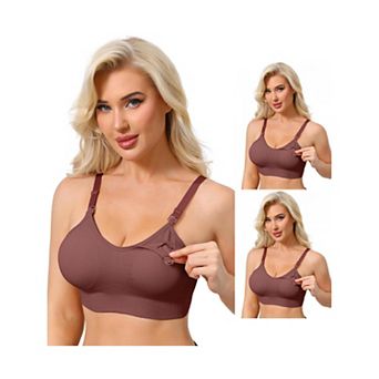 3 Packs Women's Full Coverage Adjustable Buckled Straps Nursing Bra V-Neck Wireless Bralettes
