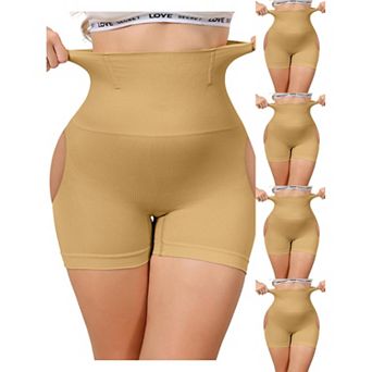 5 Packs Women's High Waisted Thigh Slimmer Tummy Control Under Dress Shorts Hip Lifting Body Shaper