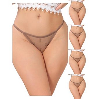 5 Packs Women's Lace Mesh Thongs No Show T-Back Breathable G-String Underwear