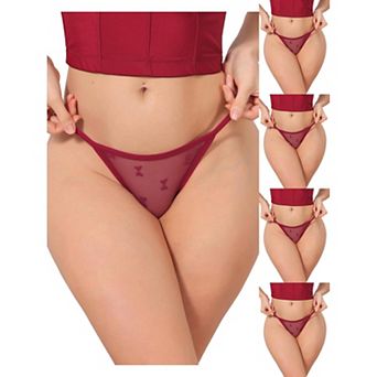 5 Packs Women's Lace Mesh Thongs No Show T-Back Breathable G-String Underwear