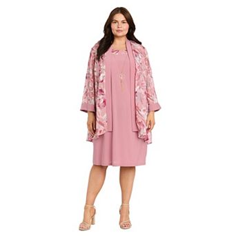 Plus Size R&M Richards Floral Chiffon Jacket & Tank Dress Set