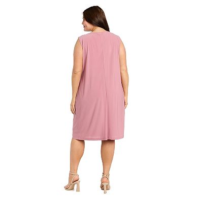Plus Size R&M Richards Floral Chiffon Jacket & Tank Dress Set
