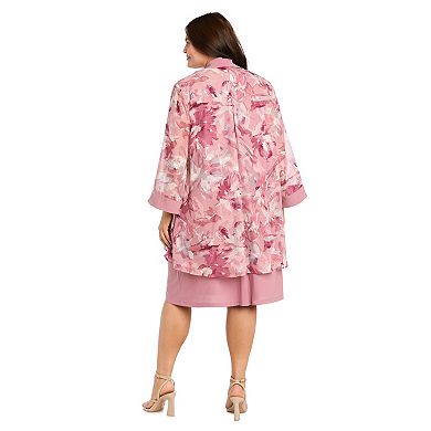 Plus Size R&M Richards Floral Chiffon Jacket & Tank Dress Set