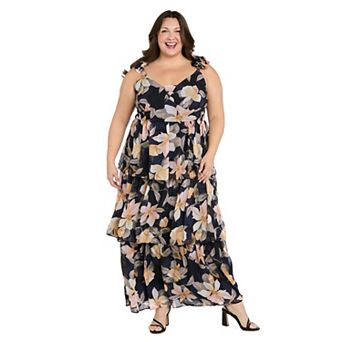 Plus Size R&M Richards Floral Tiered Maxi Dress with Ruffle Straps