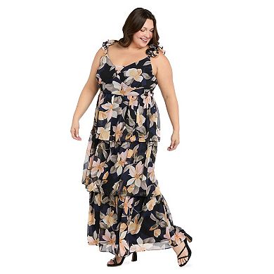 Plus Size R&M Richards Floral Tiered Maxi Dress with Ruffle Straps