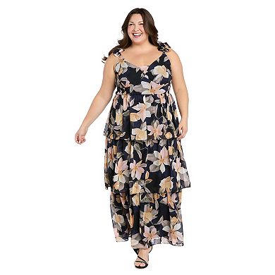 Plus Size R&M Richards Floral Tiered Maxi Dress with Ruffle Straps