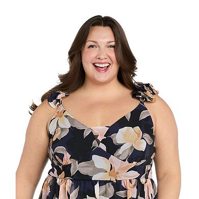 Plus Size R&M Richards Floral Tiered Maxi Dress with Ruffle Straps