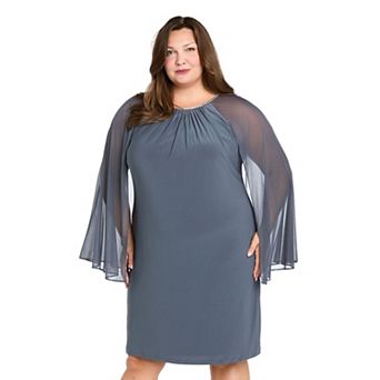 Plus Size R&M Richards Rhinestone-Neck Capelet Dress