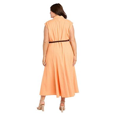 Plus Size R&M Richards Faux Wrap Belted Fit & Flare Dress