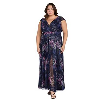 Plus Size R&M Richards Floral Wrap Maxi Dress with Slit