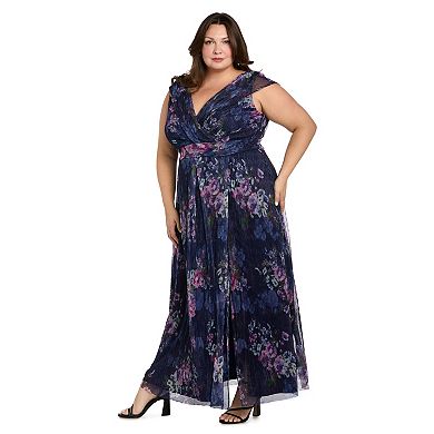 Plus Size R&M Richards Floral Wrap Maxi Dress with Slit