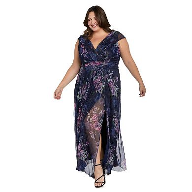 Plus Size R&M Richards Floral Wrap Maxi Dress with Slit
