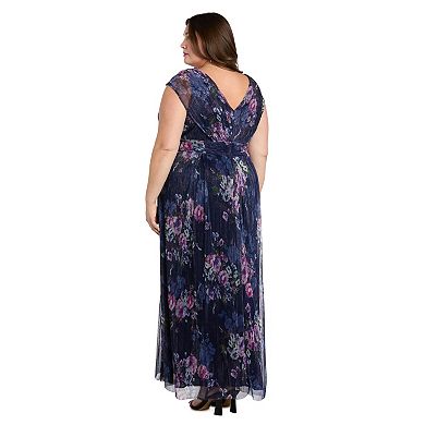 Plus Size R&M Richards Floral Wrap Maxi Dress with Slit