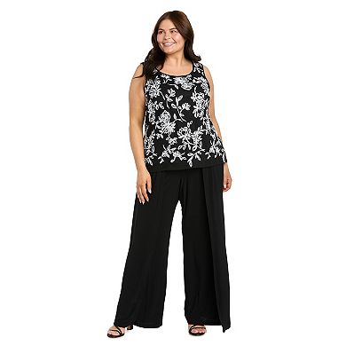 Plus Size R&M Richards Two-Tone Sequin Mesh 2-Piece Swing Pants & Top Set