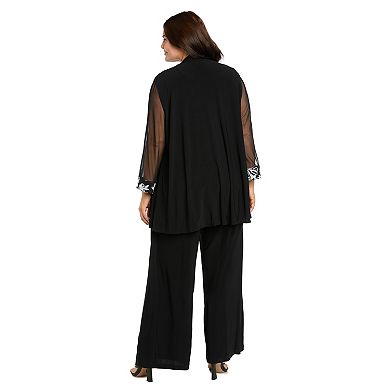 Plus Size R&M Richards Two-Tone Sequin Mesh 2-Piece Swing Pants & Top Set
