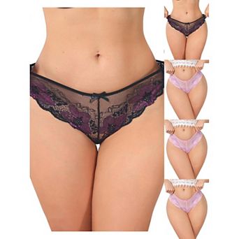 5 Packs Women's Lace Sheer Low Waist Underwear Transparent Comfortable Breathable Hollow Out Briefs