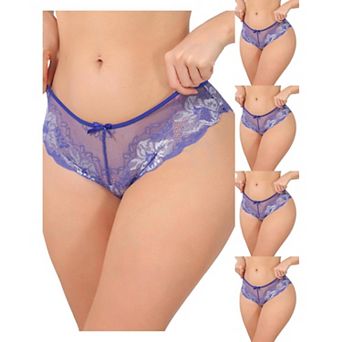 5 Packs Women's Lace Sheer Low Waist Underwear Transparent Comfortable Breathable Hollow Out Briefs
