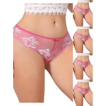 5 Packs Women's Lace Sheer Low Waist Underwear Transparent Comfortable Breathable Hollow Out Briefs