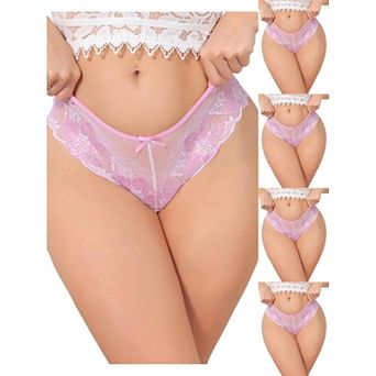 5 Packs Women's Lace Sheer Low Waist Underwear Transparent Comfortable Breathable Hollow Out Briefs
