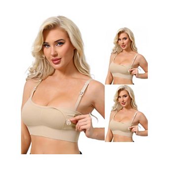 3 Packs Women's Nursing Bras Wireless Push Up Bralettes Full Coverage Bra Adjustable Straps