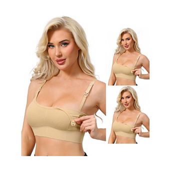 3 Packs Women's Nursing Bras Wireless Push Up Bralettes Full Coverage Bra Adjustable Straps