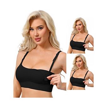 3 Packs Women's Nursing Bras Wireless Push Up Bralettes Full Coverage Bra Adjustable Straps