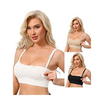3 Packs Women's Nursing Bras Wireless Push Up Bralettes Full Coverage Bra Adjustable Straps
